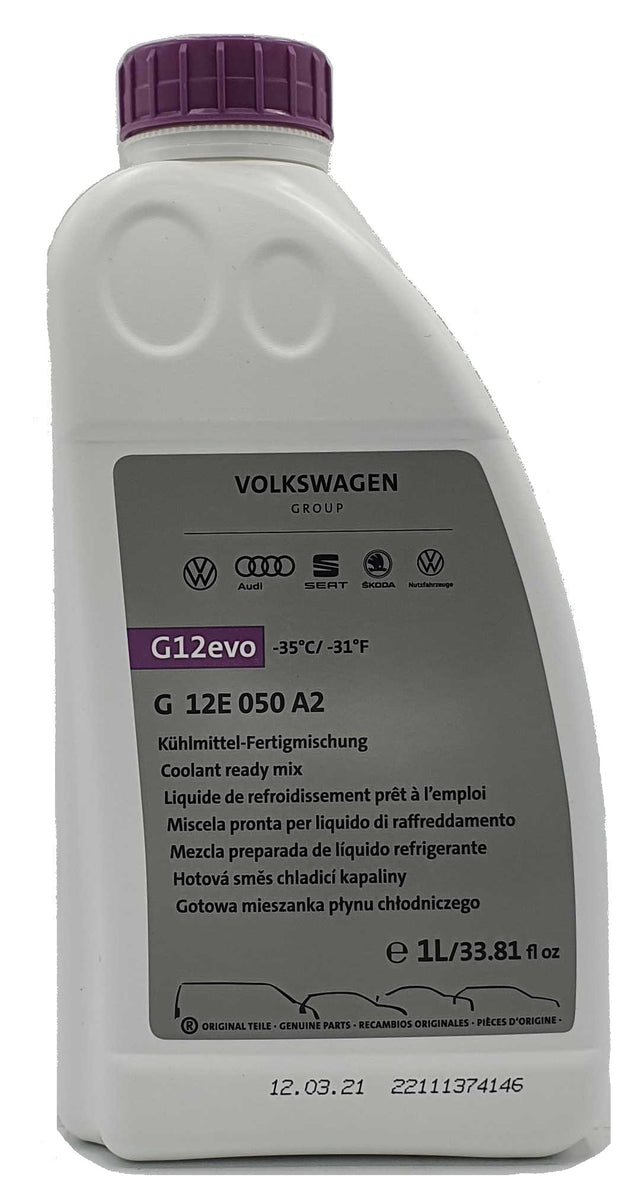 Original Audi, VW, SKODA, SEAT Kühlmittel-Fertigmischung G12 evo 1L  (-35°C/-31°F) (Beschreibung beachten!) G 12E050A2 